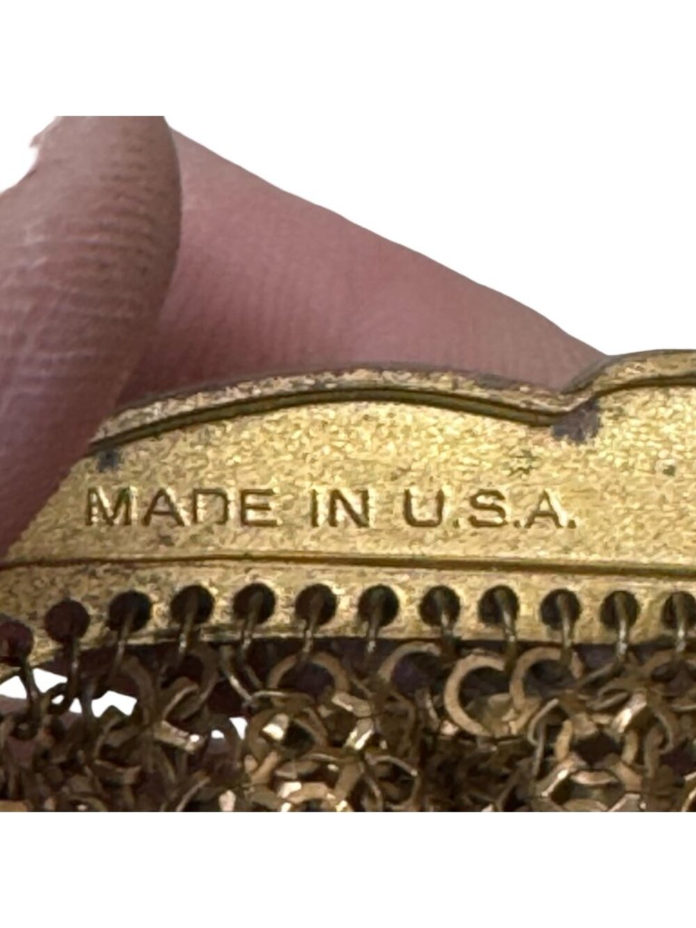 Antique Whiting & Davis Gold Mesh Evening Bag Chainmail Rhinestone Clasp READ - Picture 6 of 11
